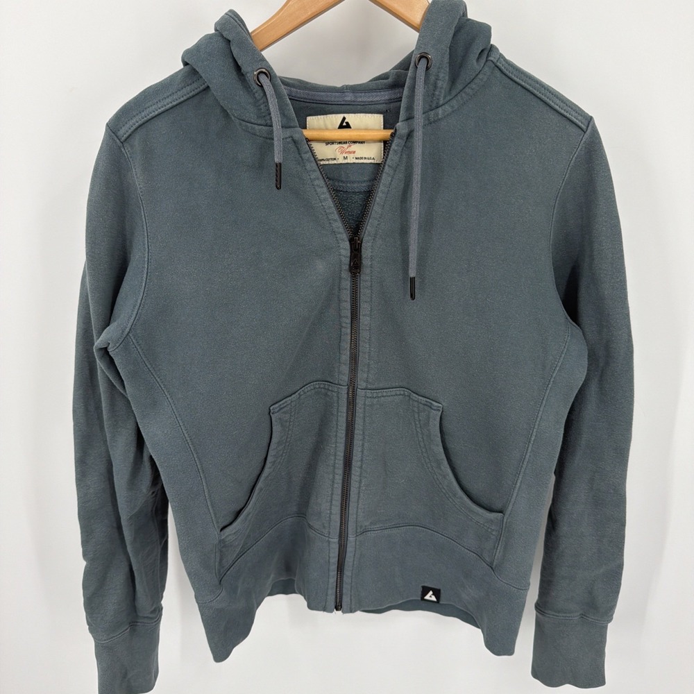 American Giant Womens Zip Up Thick Heavy Cotton Hoodie Sz M Sweatshirt USA Blue